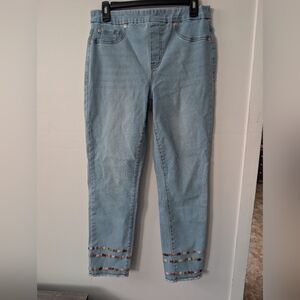 Tribal Jeans With Embroidered Details Light Wash Skinny Jeans